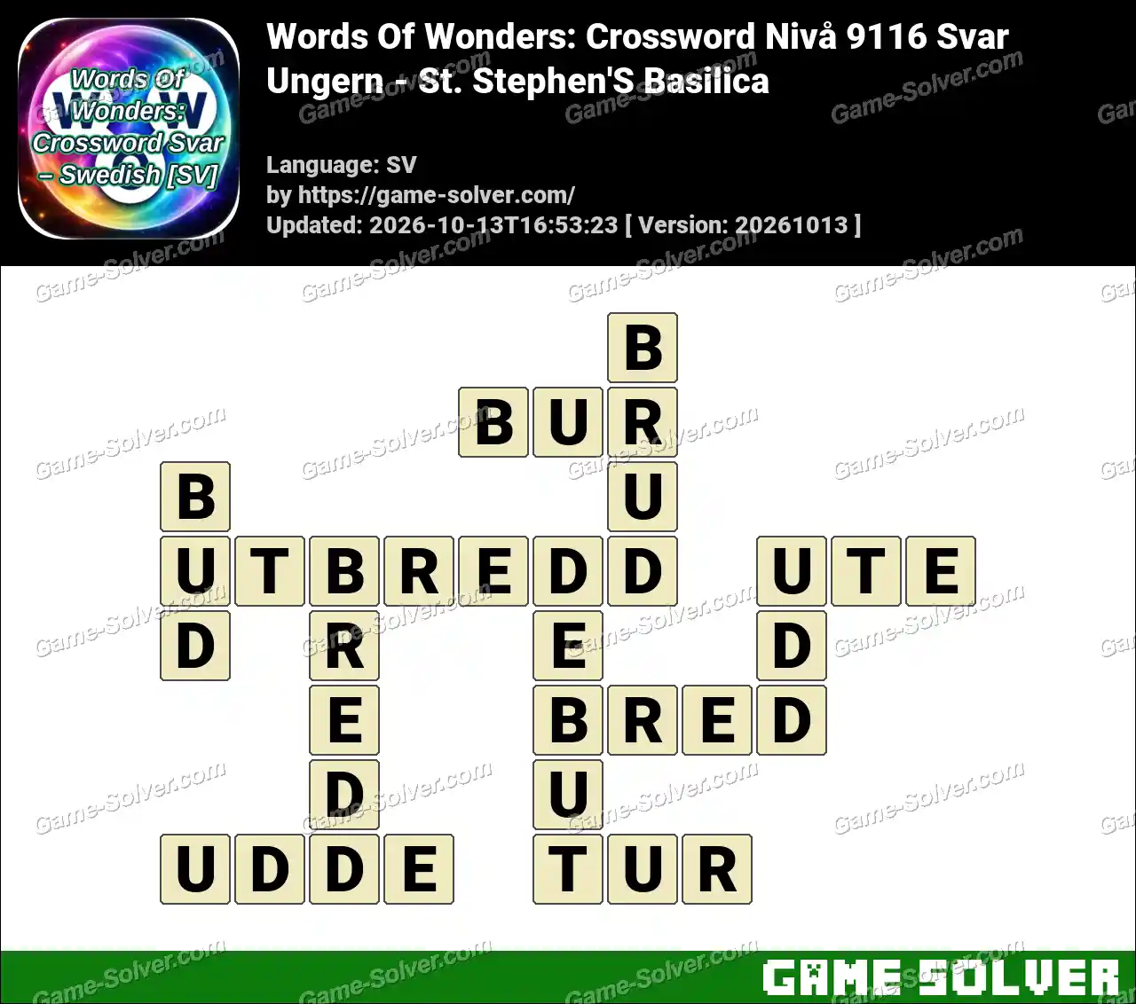 Words Of Wonders: Crossword Nivå 9116 Svar – Ungern – St. Stephen’S Basilica